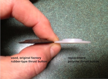 compressed original factory button and polyethylene replacement